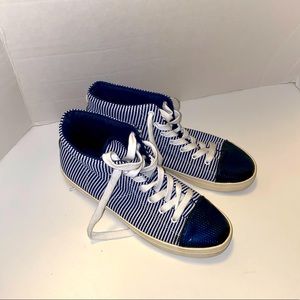 Lands End striped high tops sneakers size 9 1/2